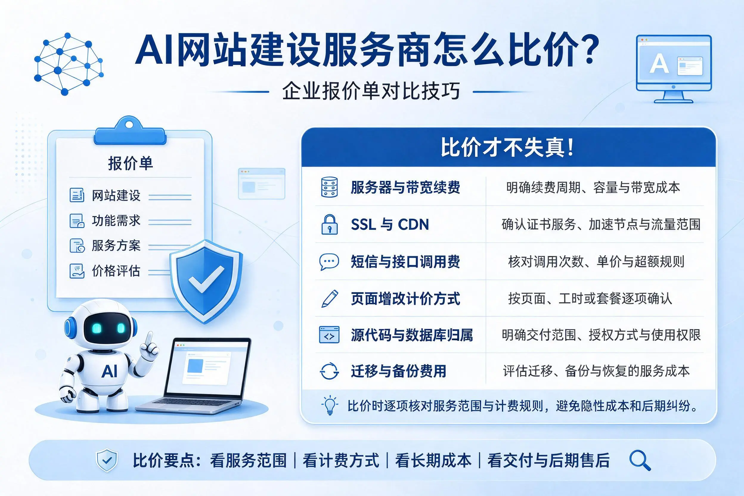 AI网站建设服务商怎么比价?洛阳企业报价单对比技巧